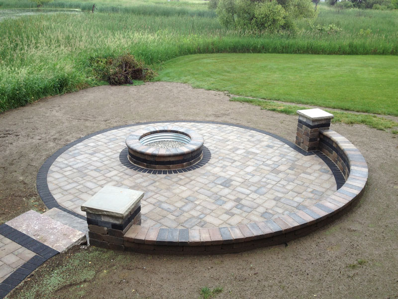 Wind Lake Landscaping patio with firepit